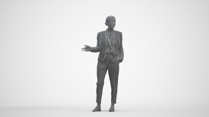 realistic 3D people woman business standing, render-ready for V-Ray and Corona, FBX OBJ, three-quarter front view render