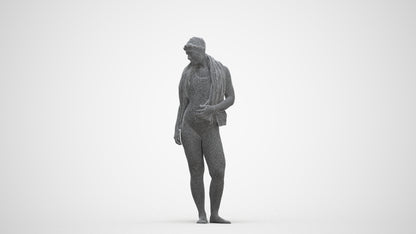 3D people model woman sport pool, scanned human for 3ds Max rendering, three-quarter front view render