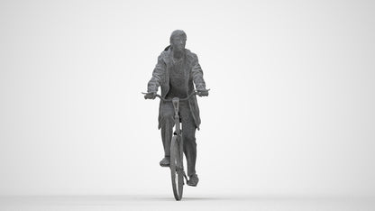 3D people model woman casual cycling, scanned human for 3ds Max rendering, wireframe back view