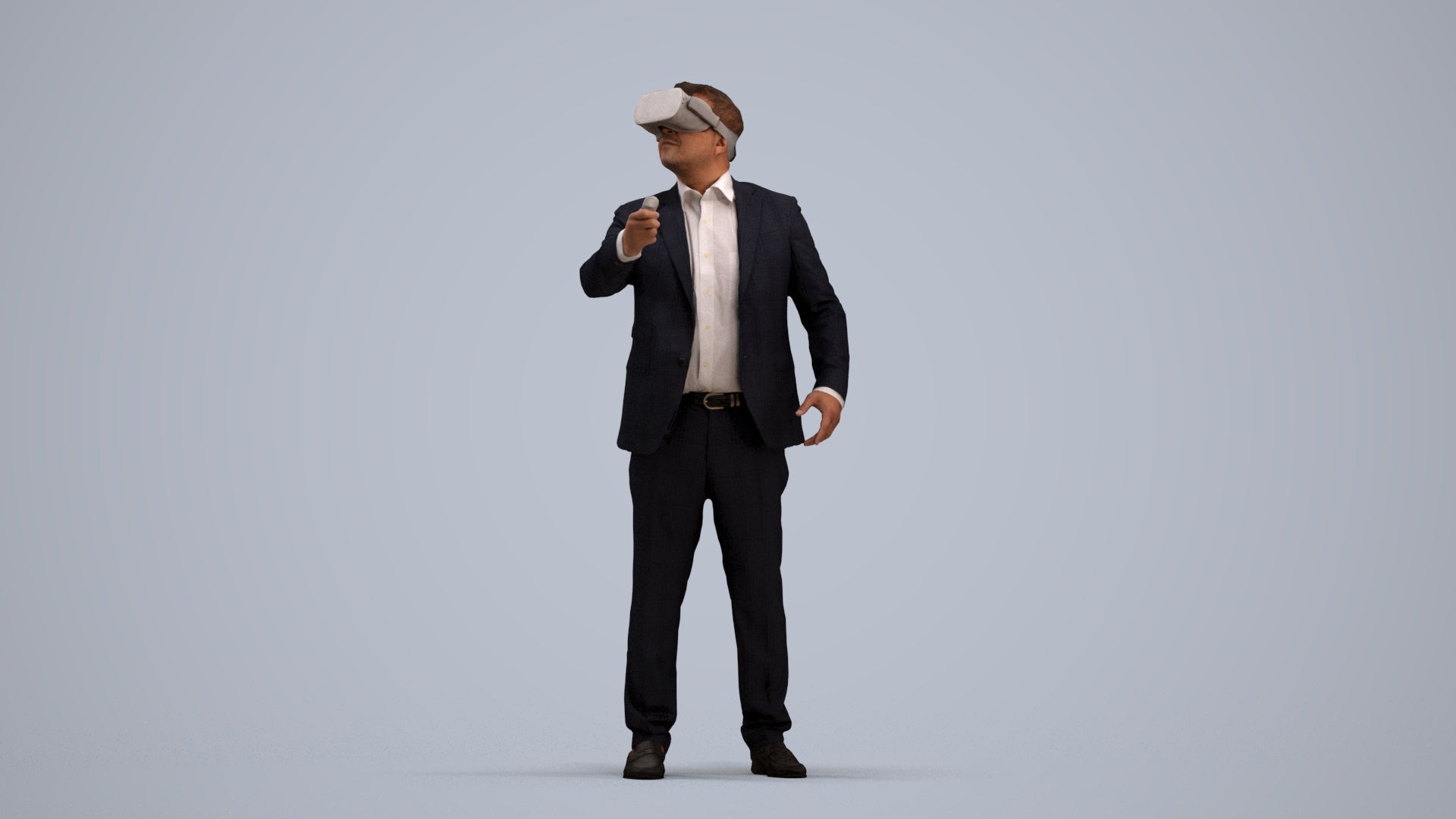 realistic 3D human man business standing, archviz people FBX OBJ for Blender, standing pose render