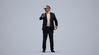 realistic 3D human man business standing, archviz people FBX OBJ for Blender, standing pose render