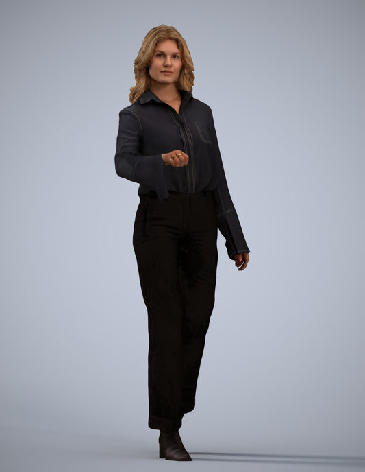 3D scanned woman door business, photorealistic archviz people for Enscape and SketchUp
