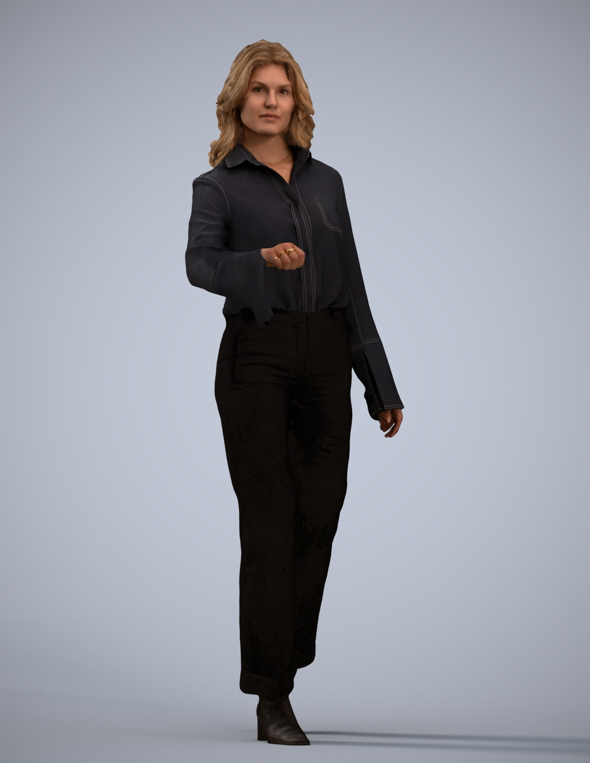 3D scanned woman door business, photorealistic archviz people for Enscape and SketchUp