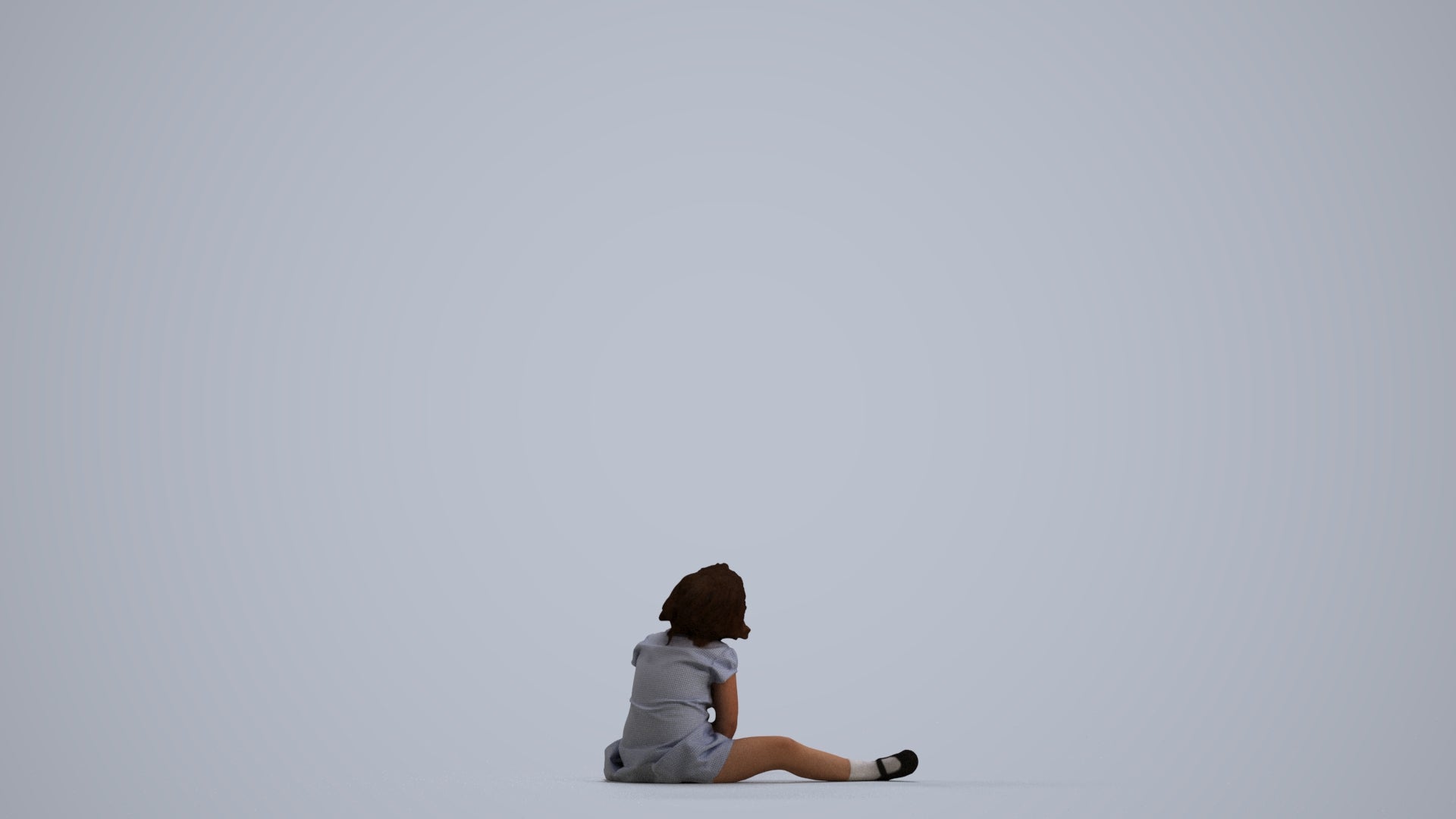 realistic 3D girl kids, scanned archviz people for Blender and 3ds Max, front view render