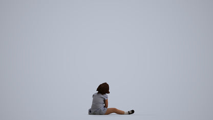 realistic 3D girl kids, scanned archviz people for Blender and 3ds Max, front view render