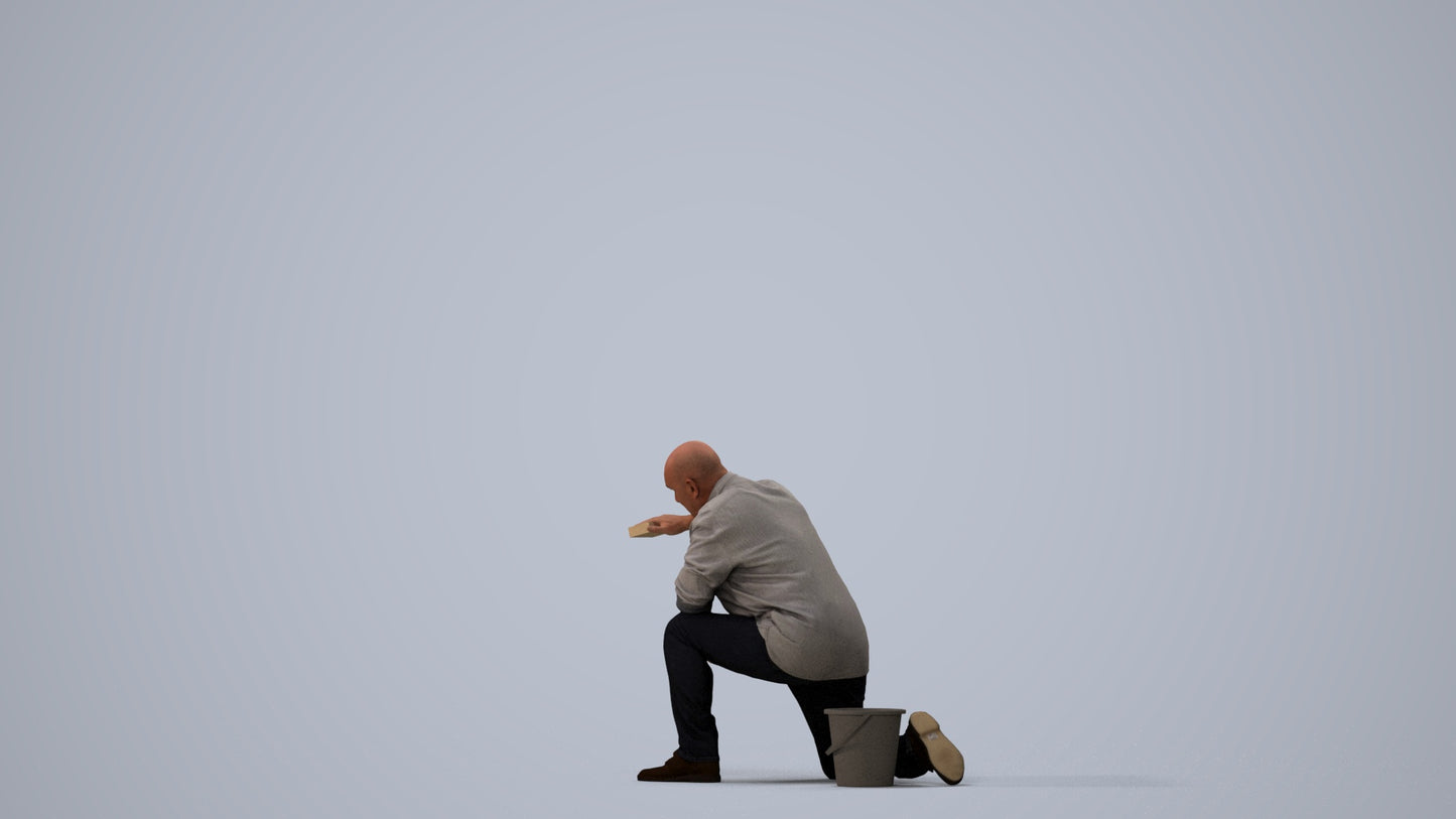 realistic 3D people senior man casual driving, render-ready for V-Ray and Corona, FBX OBJ, three-quarter view render