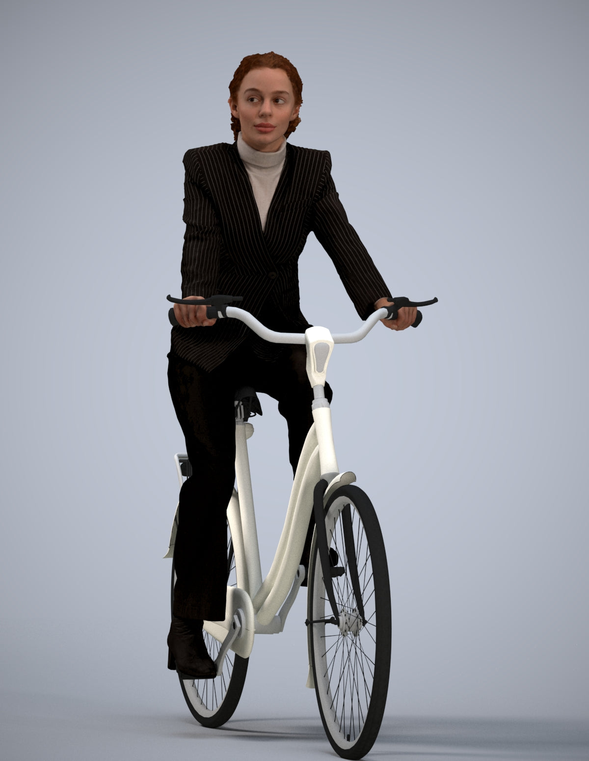 realistic 3D people woman business cycling, render-ready for V-Ray and Corona, FBX OBJ