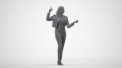 photogrammetry 3D woman business standing, realistic human model archviz FBX, wireframe side view