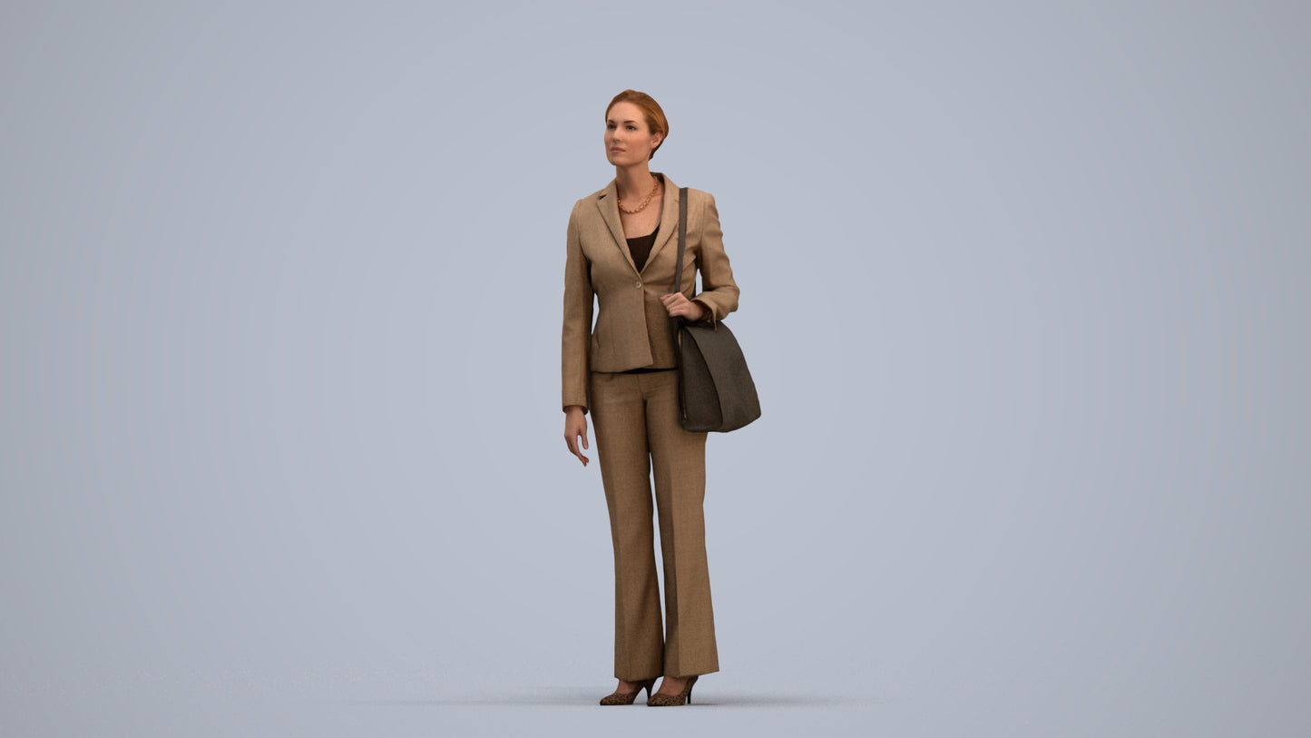scanned 3D woman business mix, photogrammetry people for Enscape and V-Ray, standing pose render