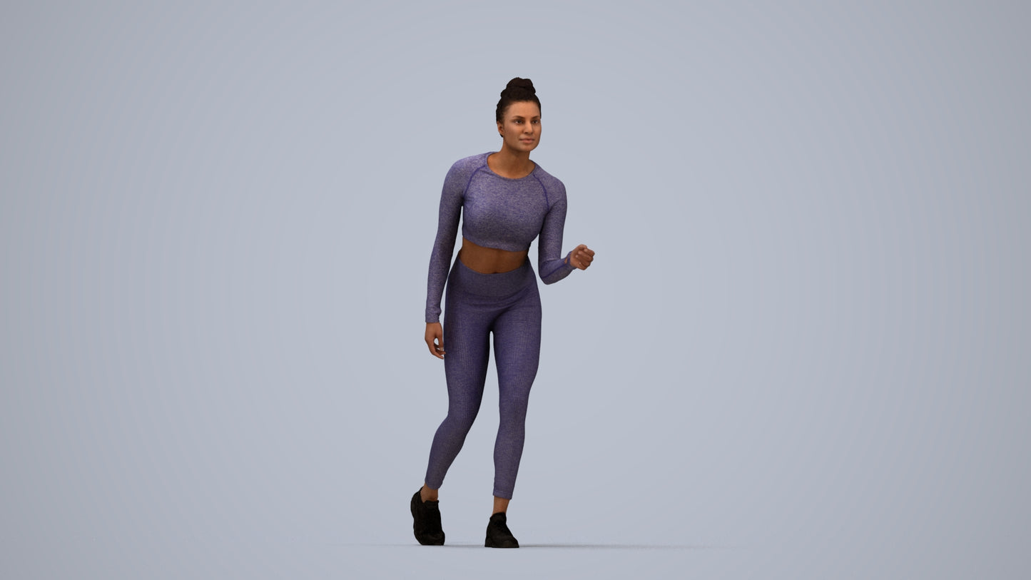 realistic 3D people woman sport, render-ready for V-Ray and Corona, FBX OBJ, top-down view render