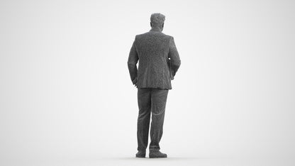 3D people model man business, scanned human for 3ds Max rendering, wireframe front view