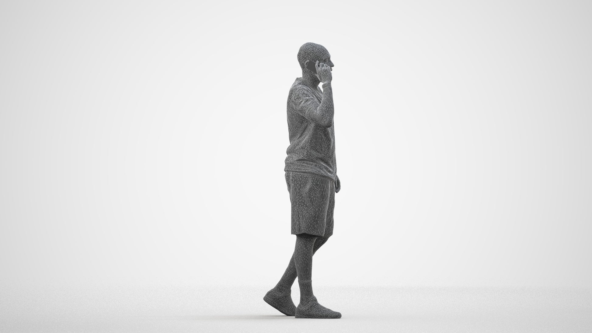 scanned 3D man sport, photogrammetry people for Enscape and V-Ray, wireframe side view