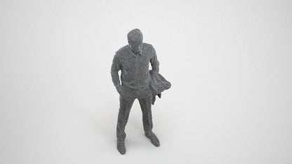 photogrammetry 3D man business, realistic human model archviz FBX, wireframe three-quarter view