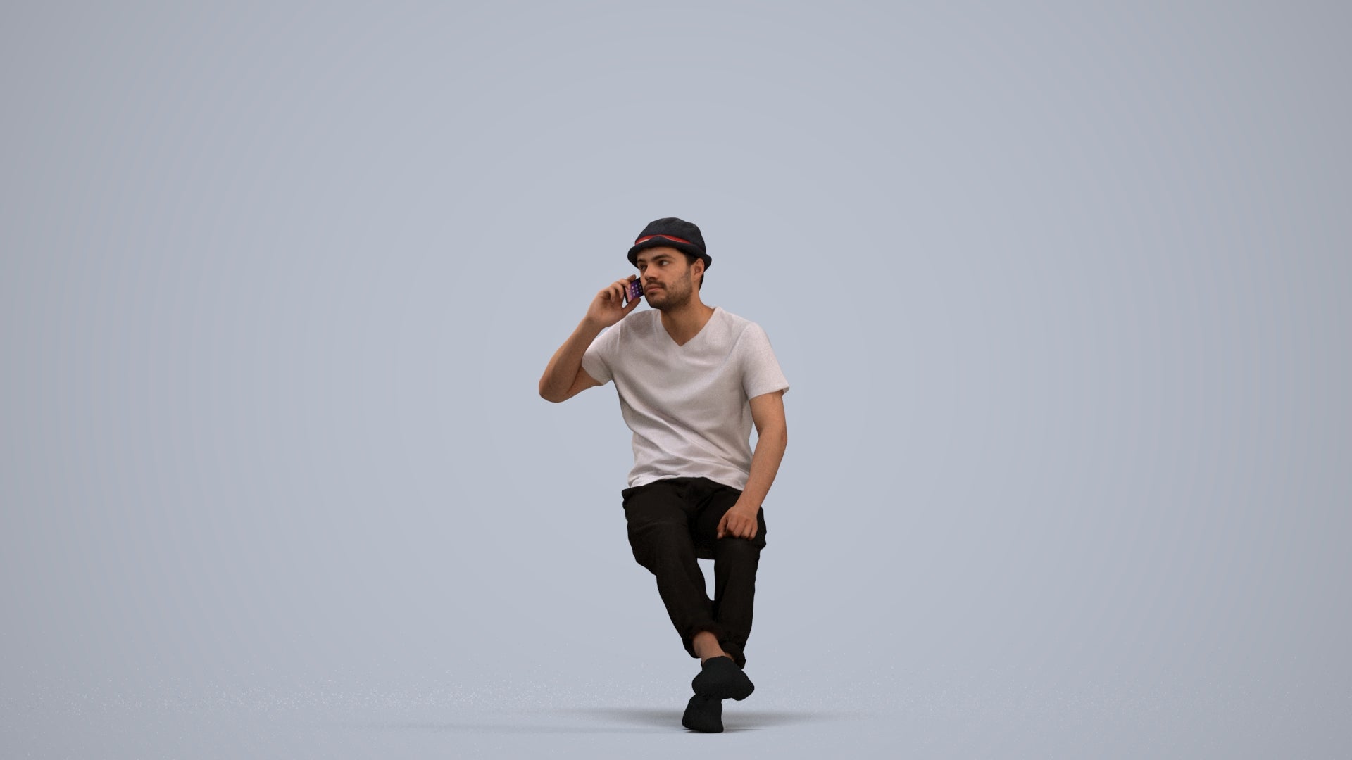 photogrammetry 3D man casual sitting, realistic human model archviz FBX, standing pose render