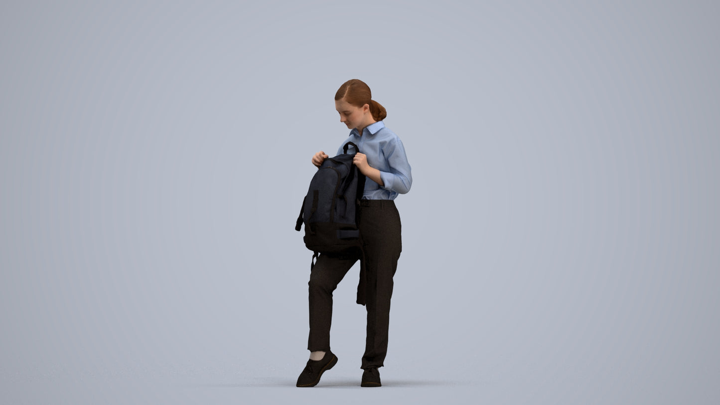 realistic 3D human girl kids, archviz people FBX OBJ for Blender, standing pose render