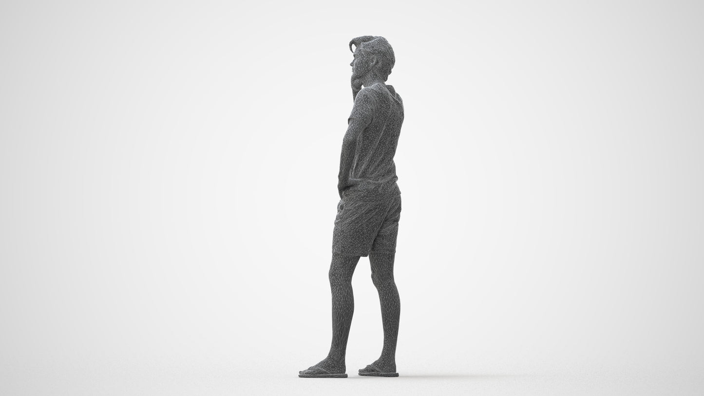 3D human model man casual standing, photogrammetry scanned person for archviz, square thumbnail