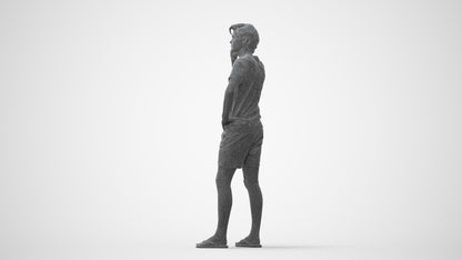 3D human model man casual standing, photogrammetry scanned person for archviz, square thumbnail