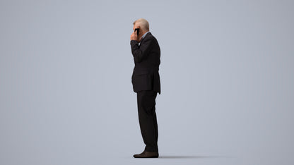 scanned 3D senior man business, photogrammetry people for Enscape and V-Ray, three-quarter view render