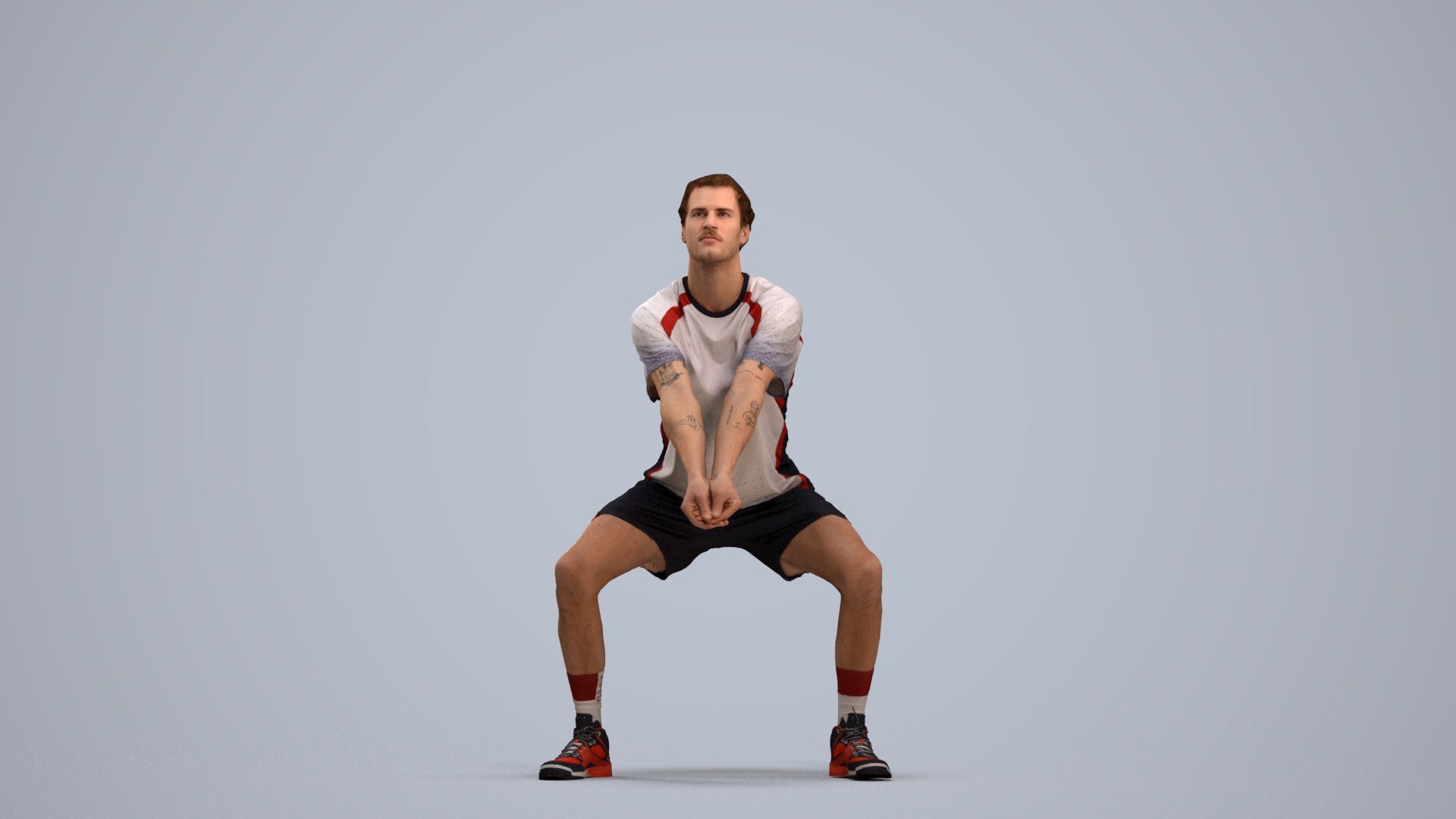 3D people model man sport, scanned human for 3ds Max rendering, standing pose render