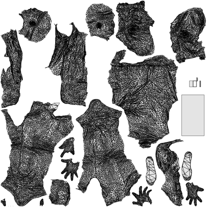 3D human model man casual standing, photogrammetry scanned person for archviz, wireframe top-down view