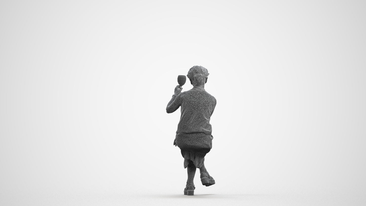3D scanned woman sitting casual, photorealistic archviz people for Enscape and SketchUp, wireframe front view