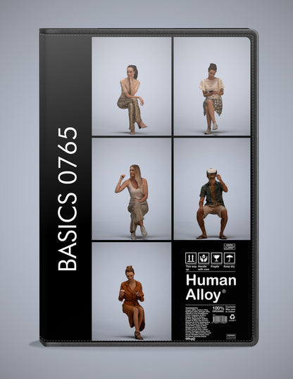 5 3D scanned people sitting, photorealistic archviz pack for Enscape and SketchUp