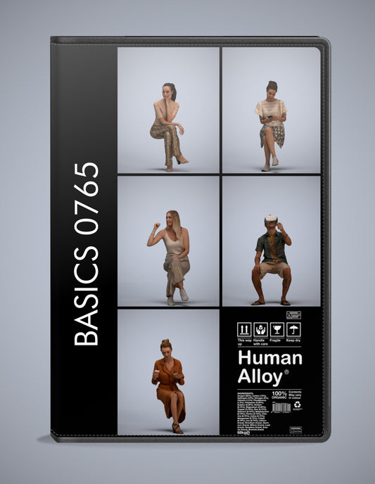 5 3D scanned people sitting, photorealistic archviz pack for Enscape and SketchUp