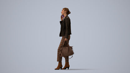 realistic 3D people woman business standing, render-ready for V-Ray and Corona, FBX OBJ, three-quarter view render