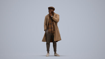 3D human model man casual standing, photogrammetry scanned person for archviz, standing pose render