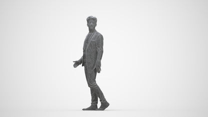 photogrammetry 3D man casual business, realistic human model archviz FBX, wireframe back view