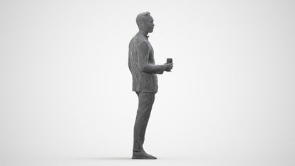 scanned 3D man formal formalaffairs, photogrammetry people for Enscape and V-Ray, wireframe side view