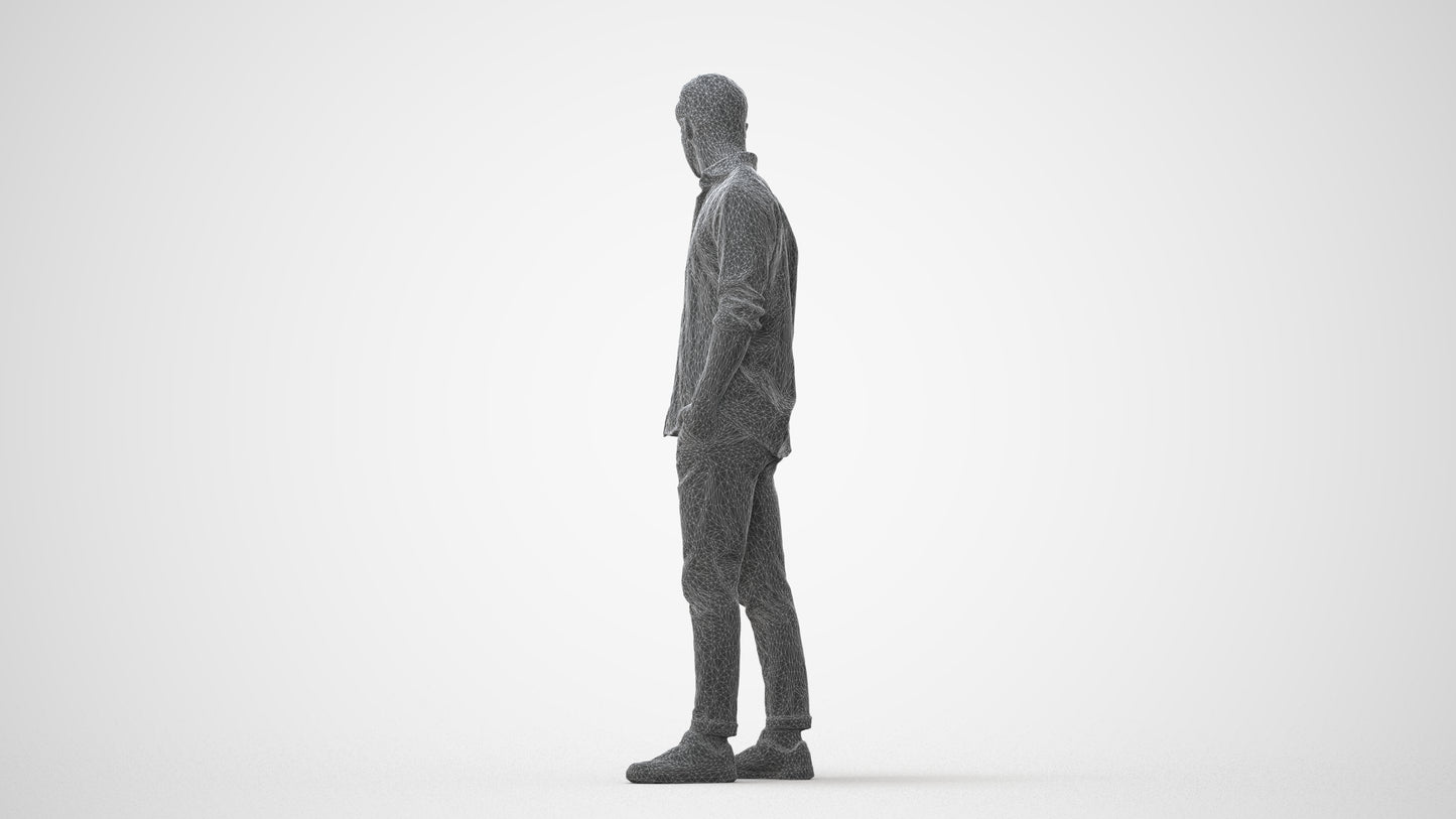 realistic 3D people man casual standing, render-ready for V-Ray and Corona, FBX OBJ, square thumbnail
