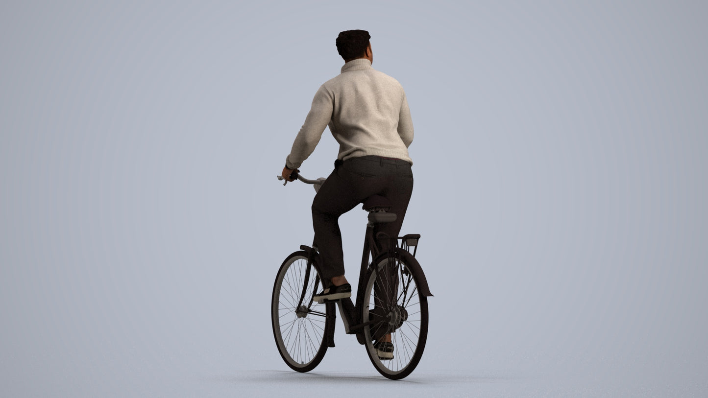 realistic 3D people man casual sitting, render-ready for V-Ray and Corona, FBX OBJ, front view render