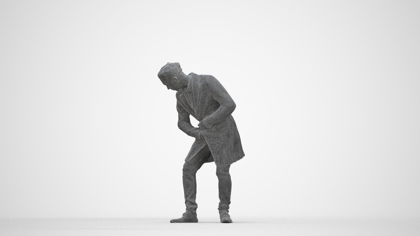 photogrammetry 3D man casual sitting, realistic human model archviz FBX, wireframe back view