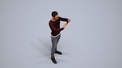 3D people model man casual standing, scanned human for 3ds Max rendering, back view render