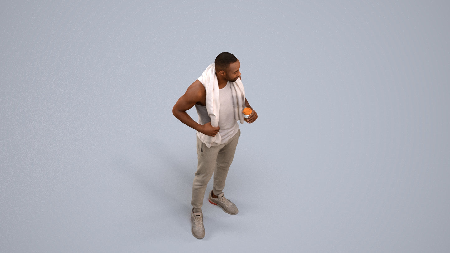 realistic 3D people man casual sport, render-ready for V-Ray and Corona, FBX OBJ, back view render
