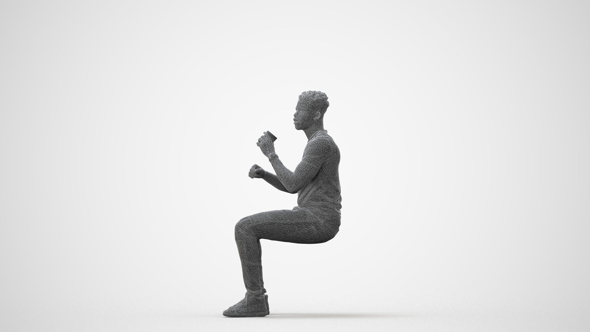 3D human model man casual business, photogrammetry scanned person for archviz, square thumbnail