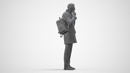 3D scanned man business, photorealistic archviz people for Enscape and SketchUp, wireframe side view