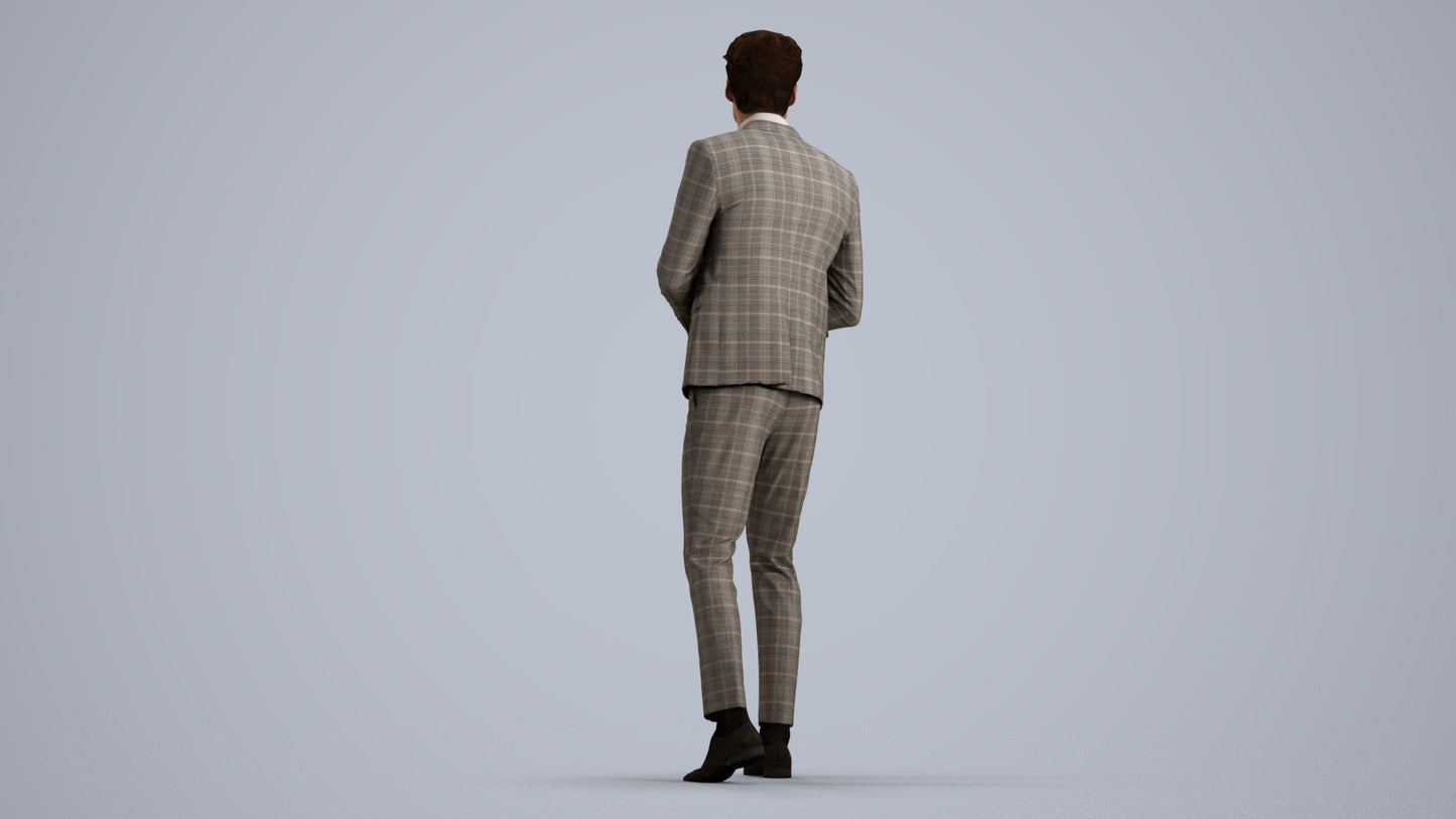 photogrammetry 3D man business, realistic human model archviz FBX, front view render