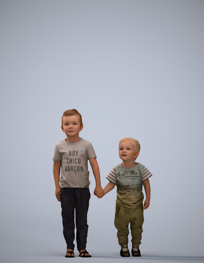 3D people model boy casual kids, scanned human for 3ds Max rendering