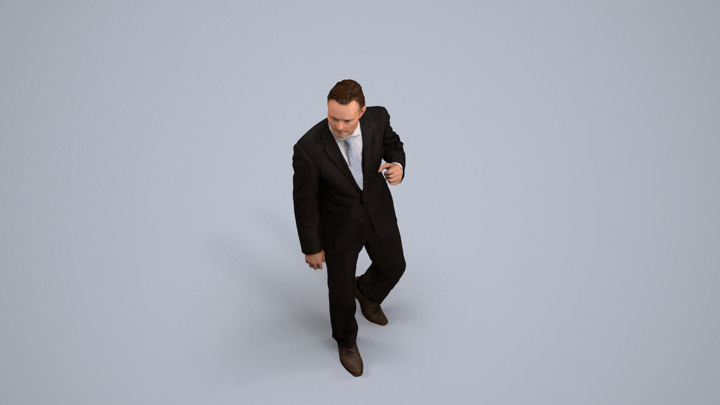 scanned 3D man business, photogrammetry people for Enscape and V-Ray, back view render