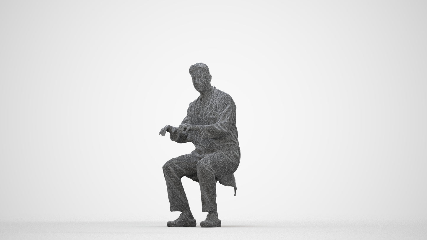 photogrammetry 3D man medical, realistic human model archviz FBX, wireframe back view