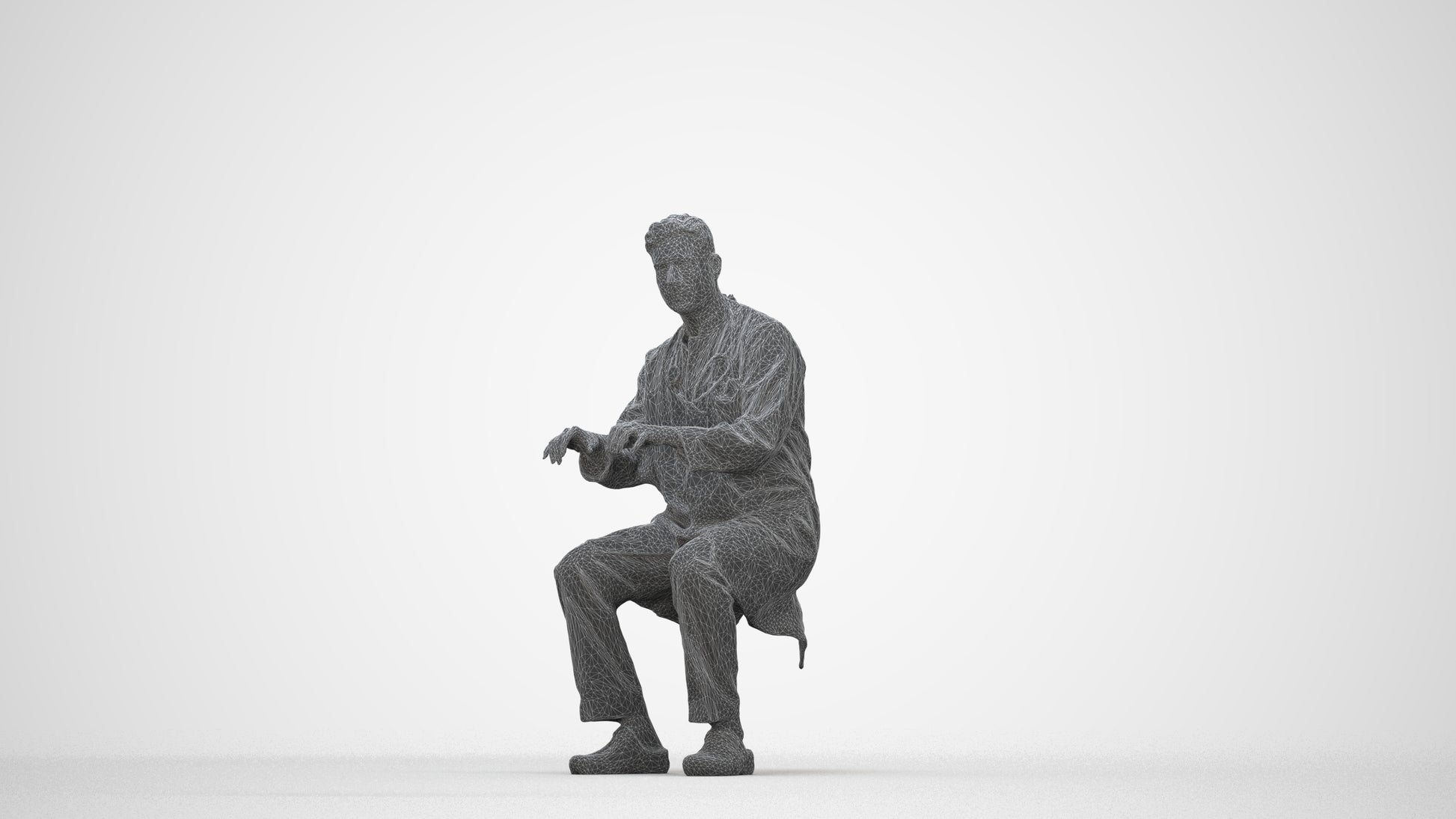 photogrammetry 3D man medical, realistic human model archviz FBX, wireframe back view