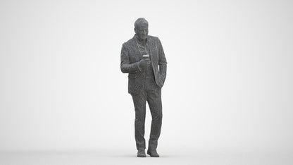 realistic 3D man business walking, scanned archviz people for Blender and 3ds Max, three-quarter front view render