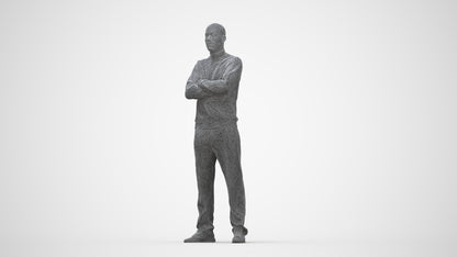 scanned 3D man standing, photogrammetry people for Enscape and V-Ray, wireframe back view