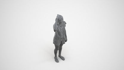photogrammetry 3D woman casual standing, realistic human model archviz FBX, wireframe three-quarter view