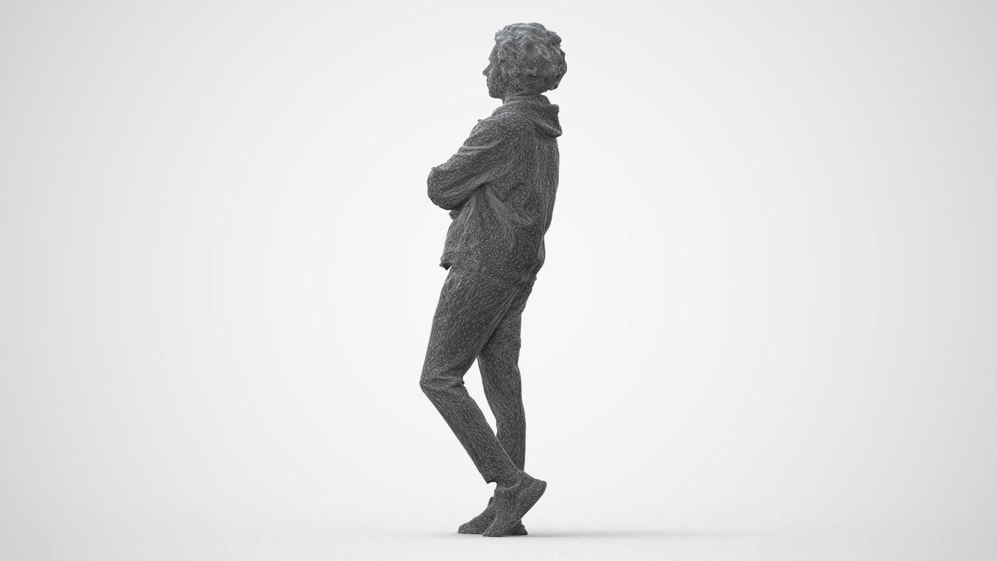 scanned 3D man casual standing, photogrammetry people for Enscape and V-Ray, square thumbnail