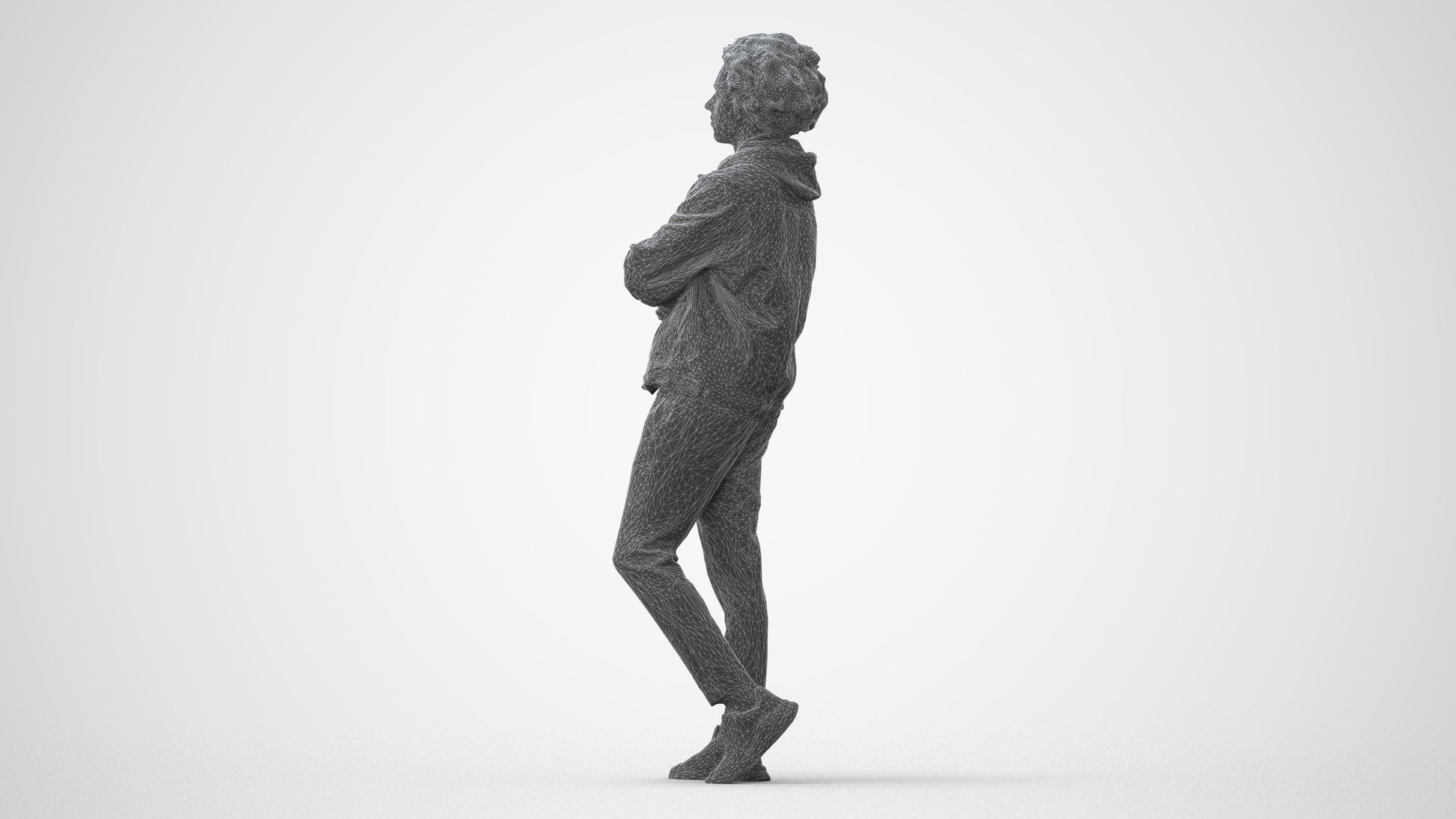 scanned 3D man casual standing, photogrammetry people for Enscape and V-Ray, square thumbnail