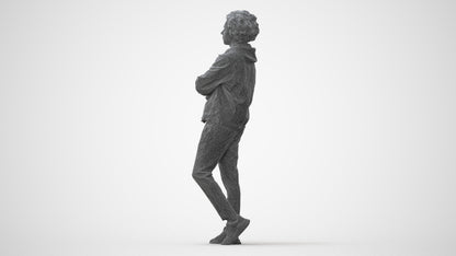 scanned 3D man casual standing, photogrammetry people for Enscape and V-Ray, square thumbnail
