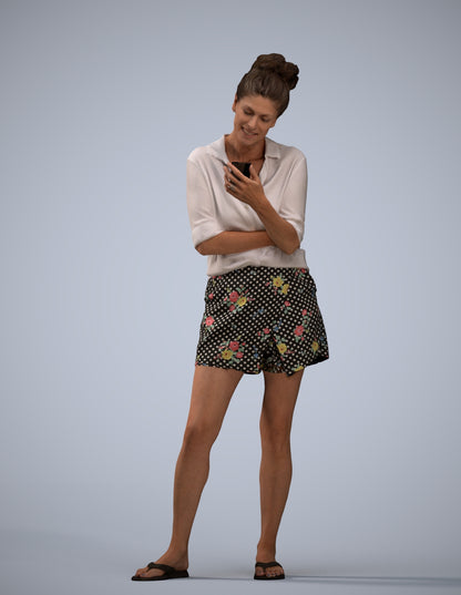 scanned 3D woman casual standing, photogrammetry people for Enscape and V-Ray